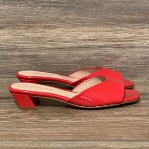 Stuart Weitzman Red Sandals with Patent Leather and Rounded Toe
